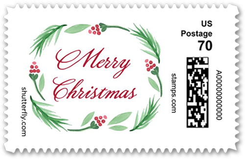 Beautiful Wreath Personalized Postage Stamps