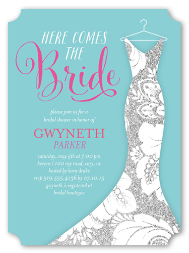 Dazzling Dress Bridal Shower Invitation by Vanilla Print
