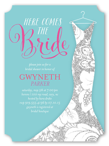 Dazzling Dress Bridal Shower Invitation by Vanilla Print