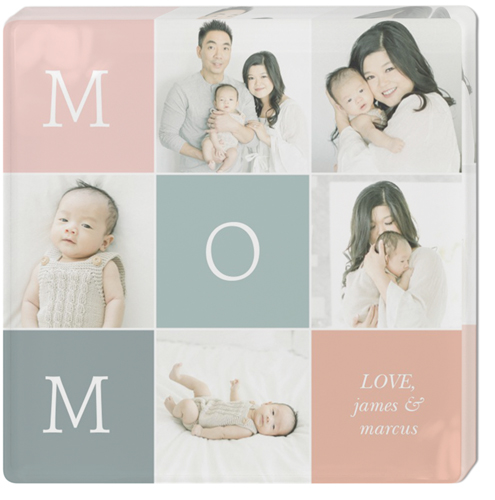 Modern Mom Block Collage Acrylic Magnet, 3x3, Pink
