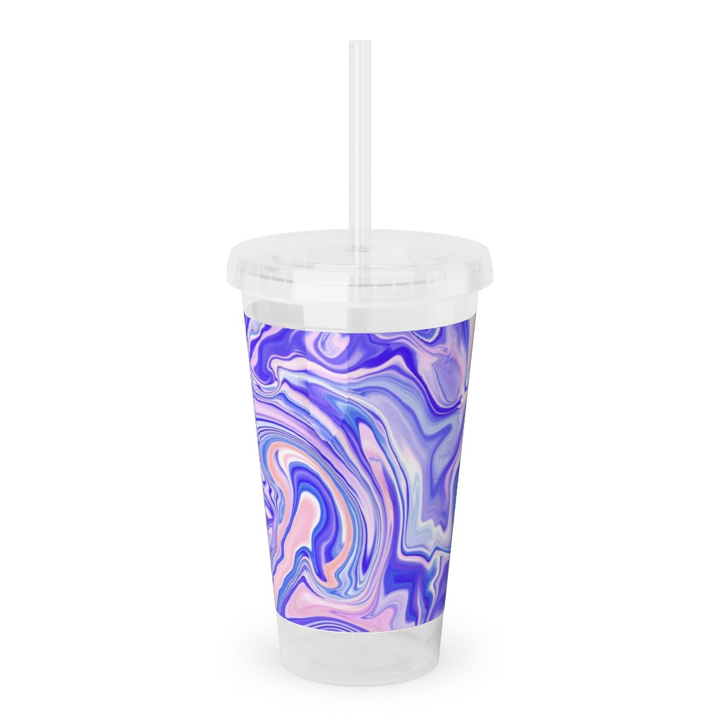 Love Spell Marble - Purple Coral Pink Acrylic Tumbler with Straw, 16oz, Purple