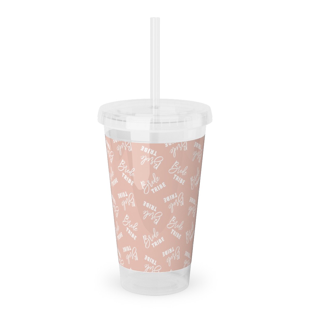 Bride Tribe - Light Pink Acrylic Tumbler with Straw, 16oz, Pink