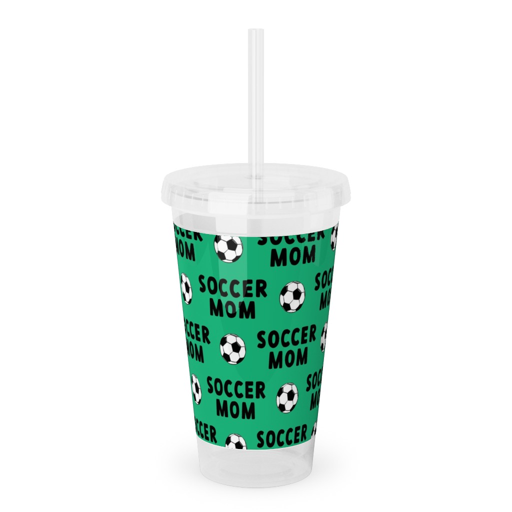 Soccer Mom - Green Acrylic Tumbler with Straw, 16oz, Green