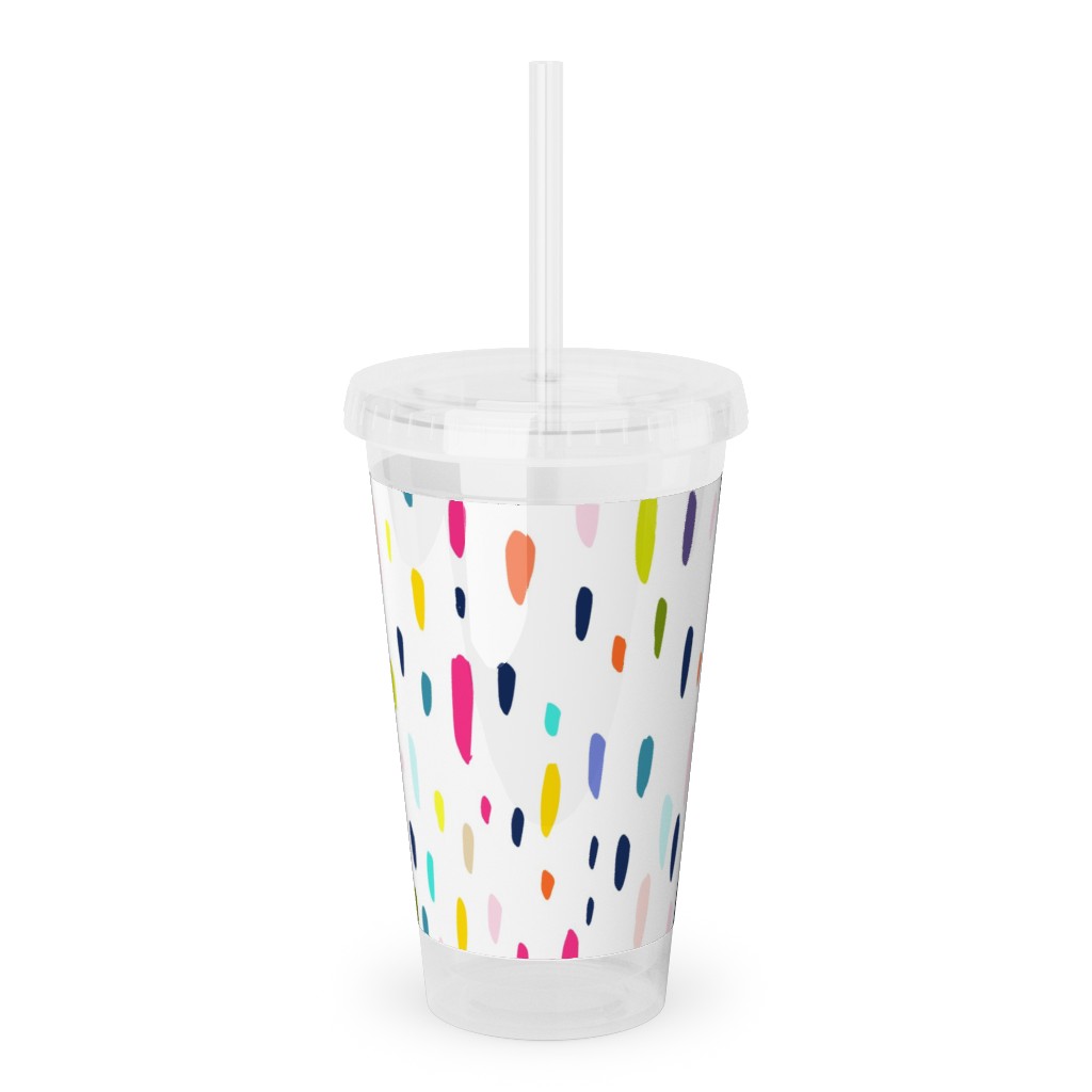 Summer Beach Party - Multi Acrylic Tumbler with Straw, 16oz, Multicolor