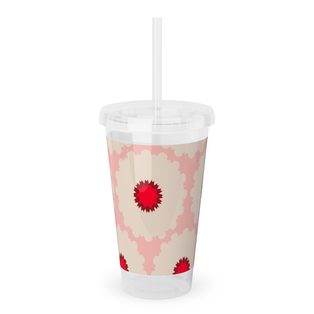 Eva Pop - Pink and Red Acrylic Tumbler with Straw, 16oz, Pink