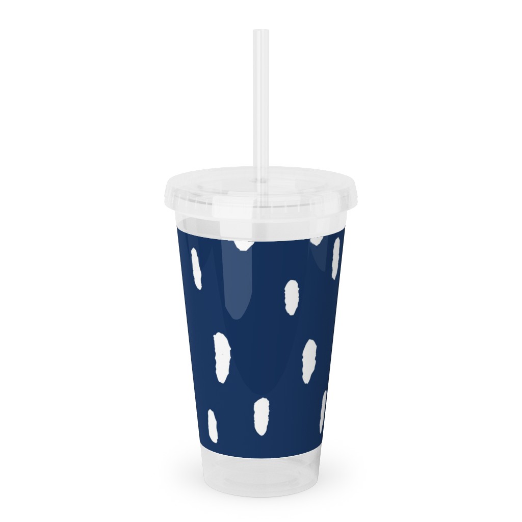 Confetti Dot - Night Acrylic Tumbler with Straw, 16oz, Blue