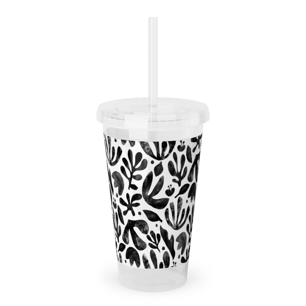 Flower Cutouts Neutral Acrylic Tumbler with Straw Shutterfly