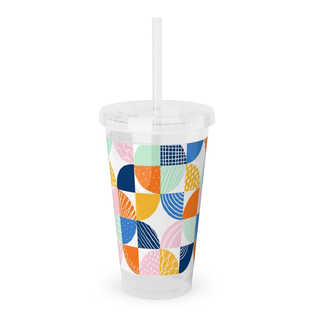 Modern Quilt Pattern - Multi Acrylic Tumbler with Straw, 16oz, Multicolor