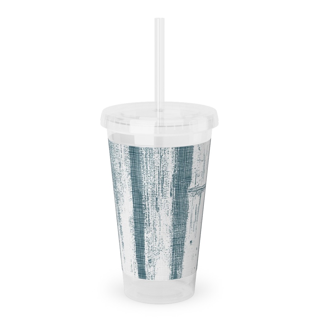Bamboo - Grey Acrylic Tumbler with Straw, 16oz, Blue