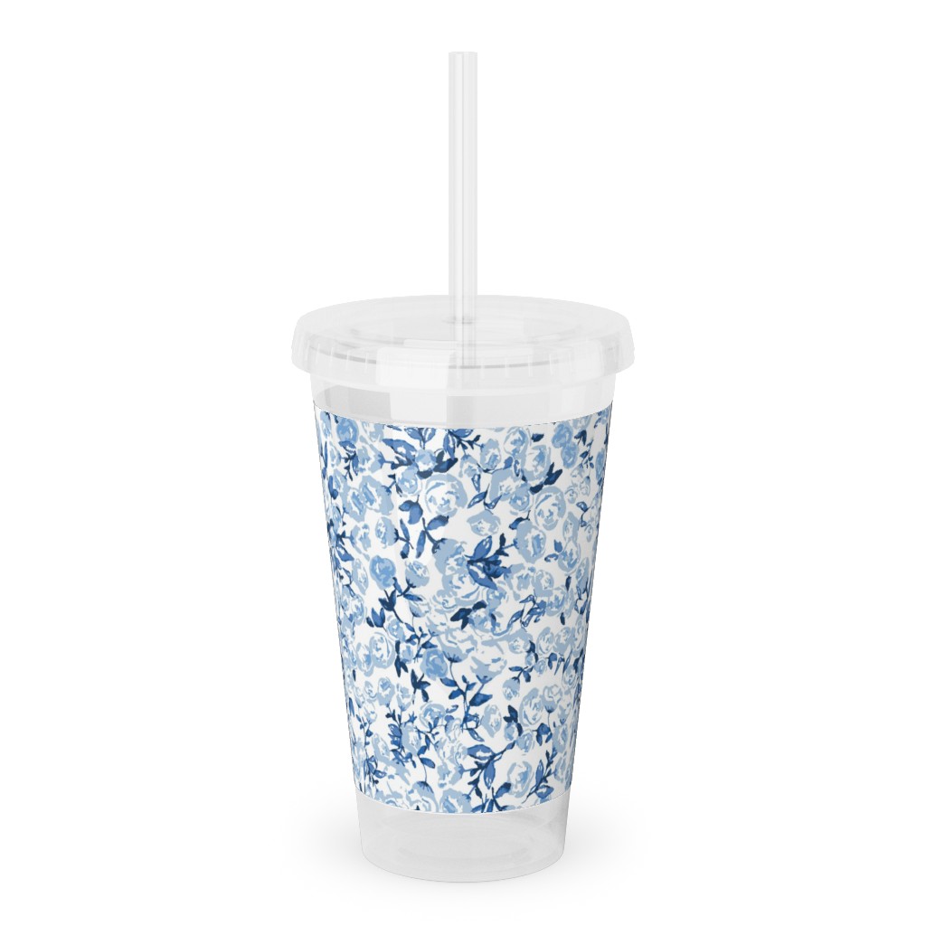 a Thousand Roses - Blue Acrylic Tumbler with Straw, 16oz, Blue