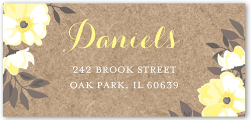 Beautiful Bouquet Address Label, Yellow, Matte, Rye
