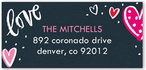 Charming Hearts Address Label, Blue, Matte, Navy
