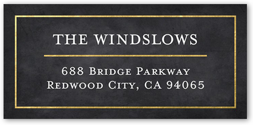 Scrolled Script Address Label, Black, Matte