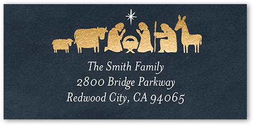 Peaceful Nativity Address Label, Blue, Address Label, Matte