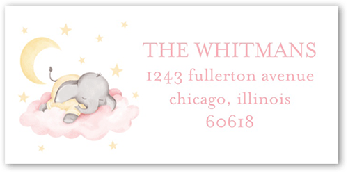 Elephant Slumber Address Label, Pink, Address Label, Matte, Light Pink