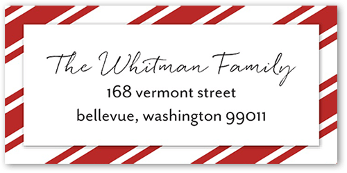 Candy Cane Address Label, Red, Address Label, Matte, Radish