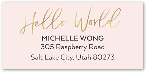 Welcome To The World Address Label, Pink, Address Label, Matte