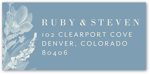 Dusty Blooms Address Label, Blue, Address Label, Matte, Marine Layer