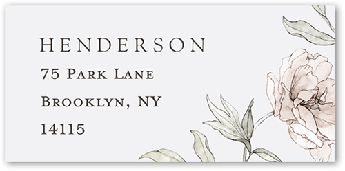 Drawn Botanicals Address Label, Grey, Address Label, Matte