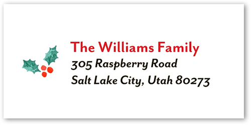 A Little Holly Address Label, White, Address Label, Matte, White