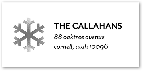 Simple Shiny Snow Address Label, Grey, Address Label, Matte, Silver