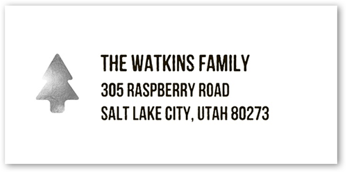 Simple Shiny Tree Address Label, Grey, Address Label, Matte