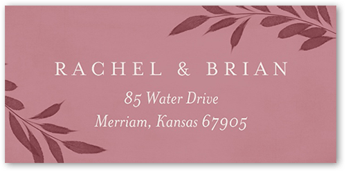 Pressed Leaves Address Label, Purple, Address Label, Matte, Mauve