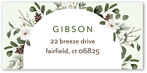 Foil Botanical Arch Address Label, Green, Address Label, Matte