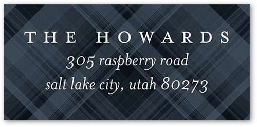 Festive Plaid Collage Address Label, Blue, Address Label, Matte, Midnight