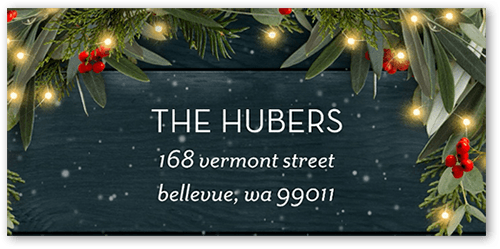 Wreath Topped Address Label, Blue, Address Label, Matte