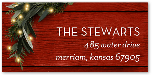 Rustic Foil Wreath Address Label, Red, Address Label, Matte