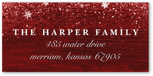 Snowflake Foil Stamped Address Label, Red, Address Label, Matte, Spanish Red