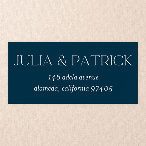 Modern Flow Wedding Address Label, Blue, Address Label, Matte, Feather