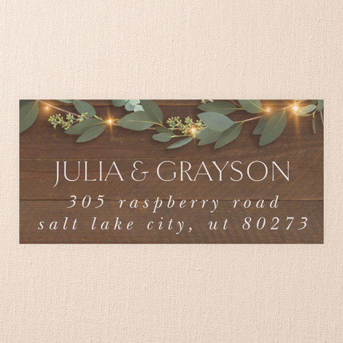 Laced Laurels Wedding Address Label, Brown, Address Label, Matte