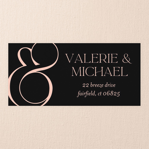 Swirling Ampersand Wedding Address Label, Black, Address Label, Matte, Black