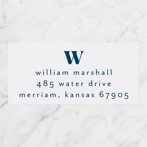 Large Initial Address Label, Blue, Address Label, Matte