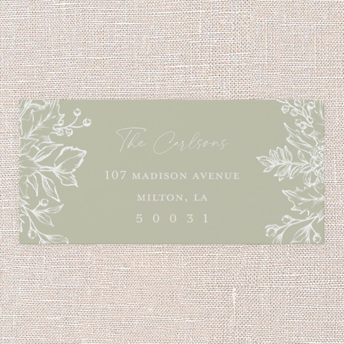 Decorated Foliage Address Label, Green, Address Label, Matte