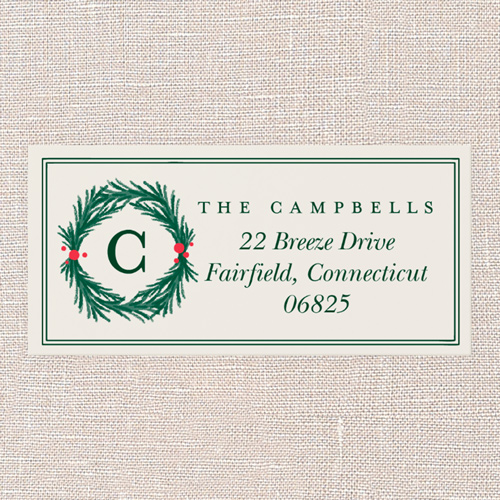 Classic Christmas Charm Address Label, Green, Address Label, Matte, Kale