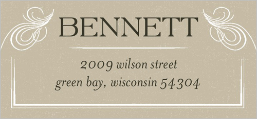 Vintage Scalloped Frame Address Label, Beige, Matte, Tan