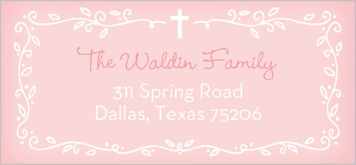 Precious Vine Girl Address Label, Pink, Matte