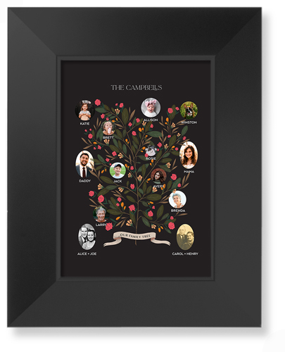 Blooming Family Tree Art Print, Black, Signature Card Stock, 5x7, Black