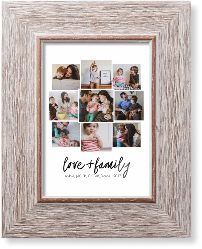 Love and Family Collage Art Print, Rustic, Signature Card Stock, 5x7, White