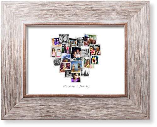 Tilted Heart Collage Art Print, Rustic, Signature Card Stock, 5x7, White, white