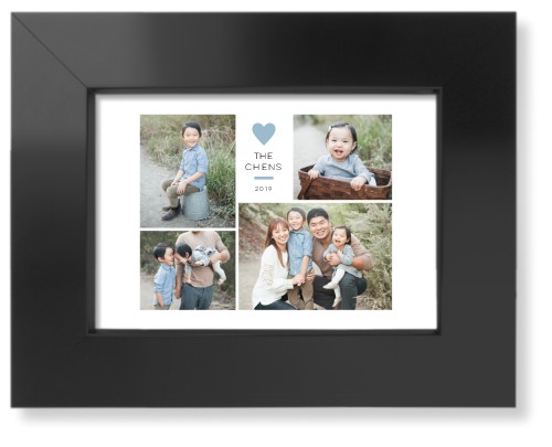 Contemporary Heart Collage Art Print, -Black-Blue-Signature Card Stock-5x7