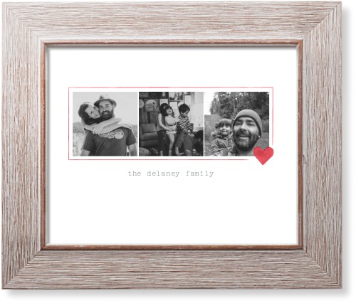 Simple Heart Border Art Print, Rustic, Signature Card Stock, 8x10, White, white