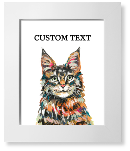 Maine Coon Custom Text Art Print, White, Signature Card Stock, 8x10, Multicolor