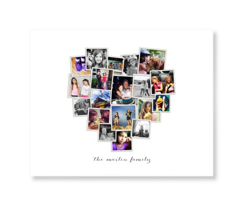 Tilted Heart Collage Art Print, -No Frame-White-Signature Card Stock-8x10