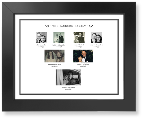 Family Ancestry Art Print, Black, Signature Card Stock, 11x14, White, white