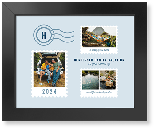 Stamp Collage Art Print, Black, Signature Card Stock, 11x14, Blue, marine layer