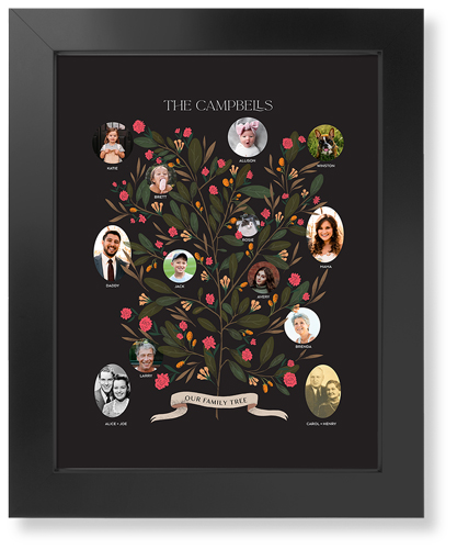 Blooming Family Tree Art Print, Black, Signature Card Stock, 11x14, Black
